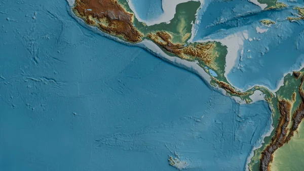 Mapa Terenu Wokół Płyty Tektonicznej Cocos Renderowanie — Zdjęcie stockowe