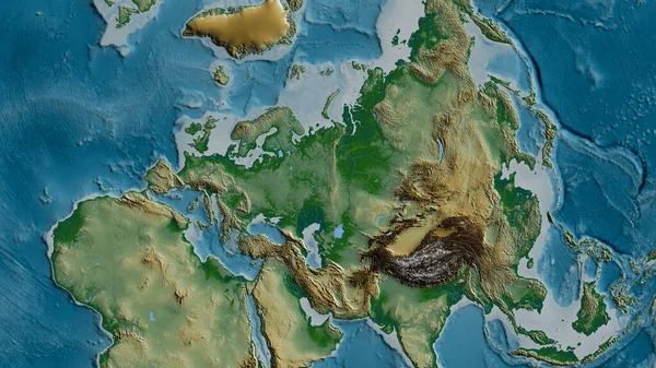Fysieke Kaart Van Het Gebied Rond Euraziatische Tektonische Plaat Weergave — Stockfoto