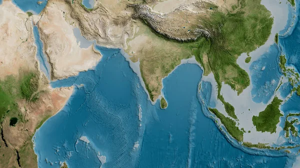 Mapa Satelital Del Área Alrededor Placa Tectónica India Renderizado — Foto de Stock