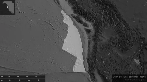 Juan Fuca Platta Form Skisseras Mörkare Och Desaturerad Bakgrund Den — Stockfoto