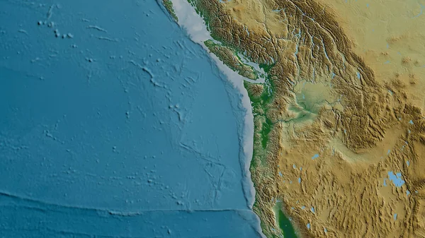 Fizyczna Mapa Obszaru Wokół Płyty Tektonicznej Juan Fuca Renderowanie — Zdjęcie stockowe
