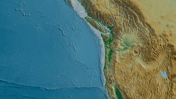 Mapa Físico Del Área Alrededor Placa Tectónica Juan Fuca Renderizado — Foto de Stock