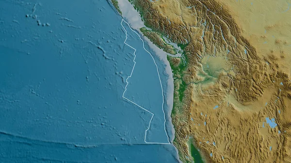 Juan Fuca Tektonik Plakasının Dış Hatları Fiziksel Bir Haritanın Arka — Stok fotoğraf