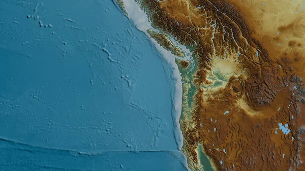 Relief Map Area Juan Fuca Tectonic Plate Rendering — Stock Photo, Image