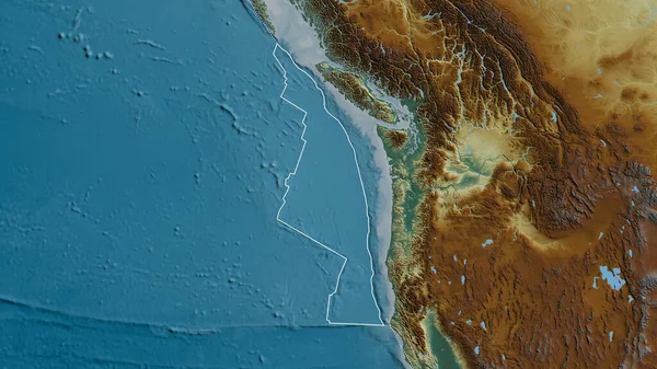 Schița Plăcii Tectonice Juan Fuca Granițele Plăcilor Înconjurătoare Fundalul Unei — Fotografie, imagine de stoc