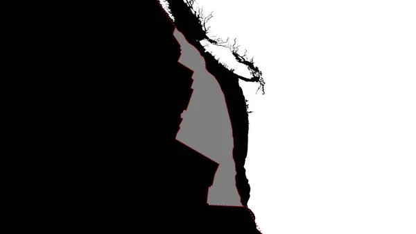 富卡构造板块的形状 其边缘为周边板块 背景是由大陆和岛屿构成的白色面具 3D渲染 — 图库照片