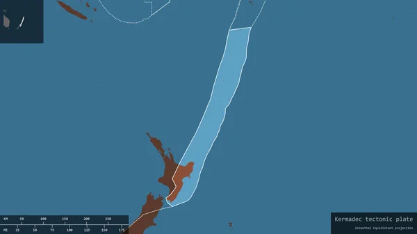 Кермадецька Плита Викладена Темному Занедбаному Фоні Мапи Візерунків Інформативними Накладами — стокове фото