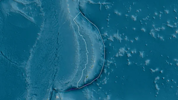 마리아나 주변의 판들의 물리적 지도의 과맞닿아 렌더링 — 스톡 사진