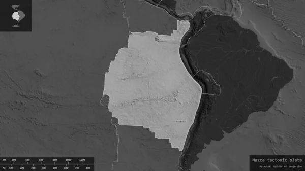 Nazca Platta Form Skisseras Mörkare Och Desaturerad Bakgrund Bilnivå Kartan — Stockfoto