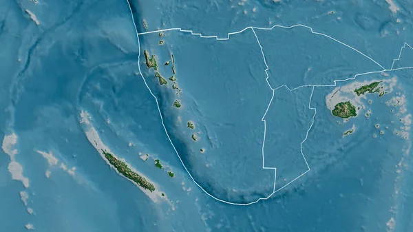 Obrys Tektonické Desky New Hebrides Ohraničením Okolních Desek Pozadí Fyzické — Stock fotografie