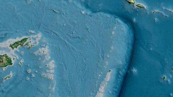 Physikalische Karte Des Gebiets Die Tektonische Platte Von Niuafoou Rendering — Stockfoto