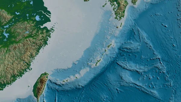 Okinawa Tektonik Plakasının Çevresindeki Alanın Fiziksel Haritası Görüntüleme — Stok fotoğraf
