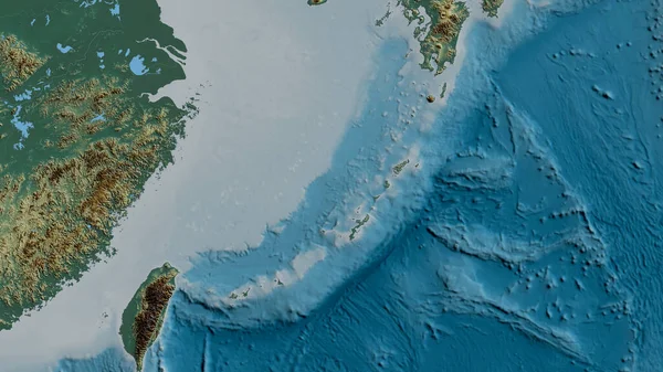 Reliéfní Mapa Oblasti Kolem Tektonické Desky Okinawa Vykreslování — Stock fotografie