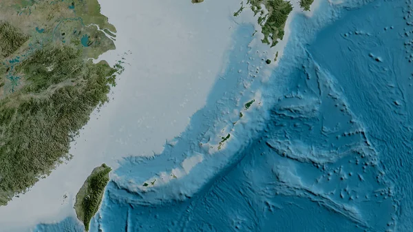 沖縄地震プレートの周囲の地域の衛星地図 3Dレンダリング — ストック写真