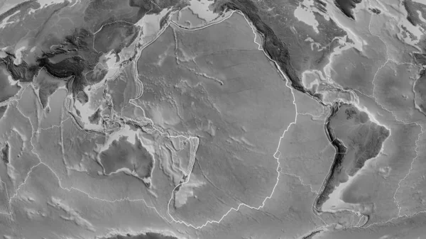 Plan Plaque Tectonique Pacifique Avec Les Bordures Des Plaques Environnantes — Photo