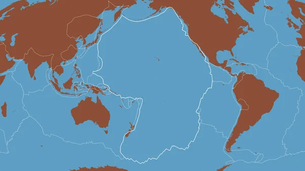 Overzicht Van Pacifische Tektonische Plaat Met Randen Van Omringende Platen — Stockfoto