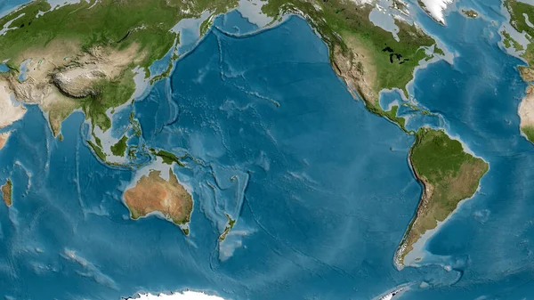 Pasifik tektonik plakasının etrafındaki bölgenin uydu haritası. 3B görüntüleme