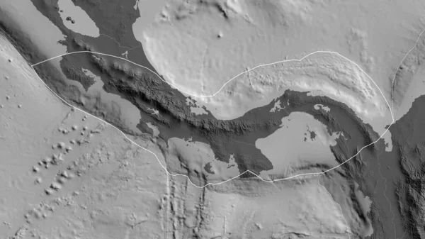 レベルマップを背景に周囲のプレートの境界を持つパナマ地震プレートの概要 3Dレンダリング — ストック写真