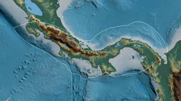 Контур Панамской Тектонической Плиты Границами Окружающих Плит Фоне Рельефной Карты — стоковое фото