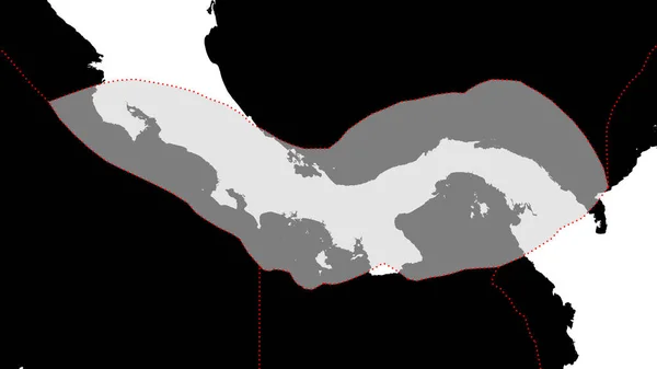 Formen Panama Tektoniska Plattan Med Gränserna För Omgivande Plattor Mot — Stockfoto