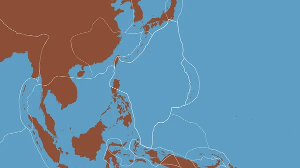 Filippiininmeren Mannerlaattojen Ääriviivat Ympäröivien Laattojen Reunoilla Kuviokartan Taustaa Vasten Renderointi — kuvapankkivalokuva