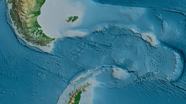 Fyzická Mapa Oblasti Kolem Tektonické Desky Scotia Vykreslování — Stock fotografie