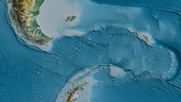 Карта Местности Вокруг Тектонической Плиты Скотии Рендеринг — стоковое фото