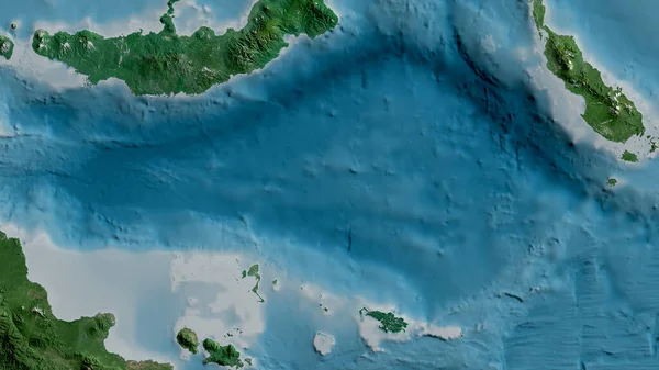 Mapa Satélite Zona Alrededor Placa Tectónica Del Mar Salomón Renderizado — Foto de Stock