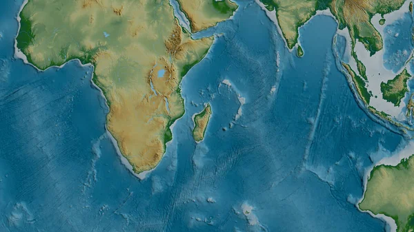 ソマリアの地殻プレートの周りの領域の物理的な地図 3Dレンダリング — ストック写真