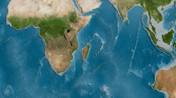 Mappa Satellitare Della Zona Intorno Alla Placca Tettonica Somala Rendering — Foto Stock