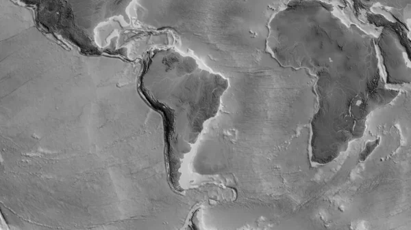 Grijze Kaart Van Het Gebied Rond Zuid Amerikaanse Tektonische Plaat — Stockfoto