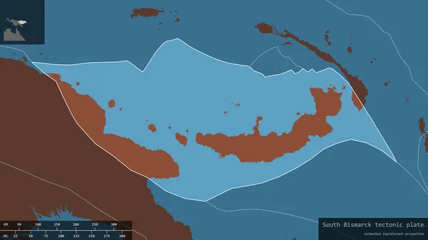 South Bismarck Forma Placa Delineada Fundo Escurecido Dessaturado Mapa Padrão — Fotografia de Stock