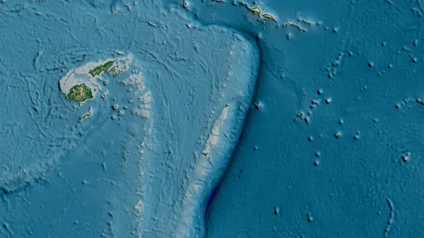 Fizyczna Mapa Obszaru Wokół Płyty Tektonicznej Tonga Renderowanie — Zdjęcie stockowe