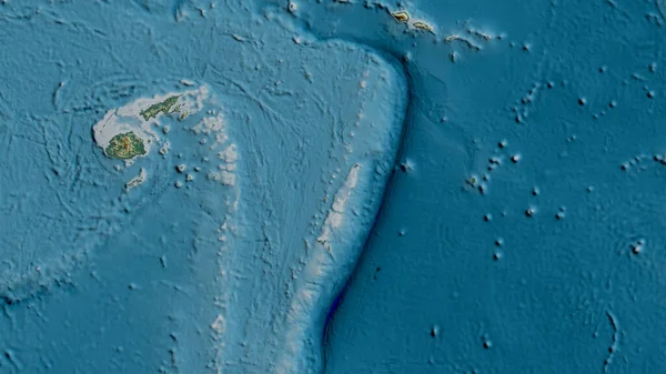 Mapa Terenu Wokół Płyty Tektonicznej Tonga Renderowanie — Zdjęcie stockowe