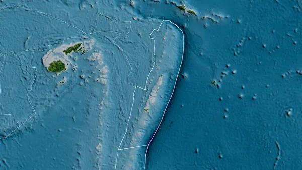 Overzicht Van Tonga Tektonische Plaat Met Randen Van Omringende Platen — Stockfoto