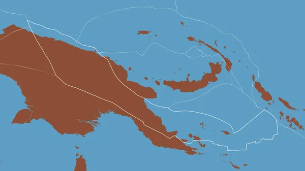 Woodlark Tektonikus Lemez Körvonala Környező Lemezek Határaival Egy Mintatérkép Hátterében — Stock Fotó