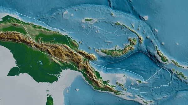 Outline Woodlark Tectonic Plate Borders Surrounding Plates Background Physical Map — Stock Photo, Image