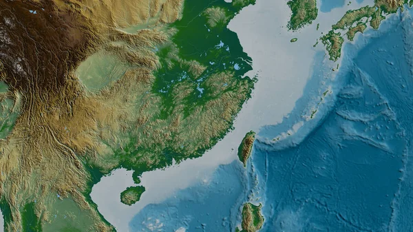 Fyzická Mapa Oblasti Kolem Tektonické Desky Yangtze Vykreslování — Stock fotografie
