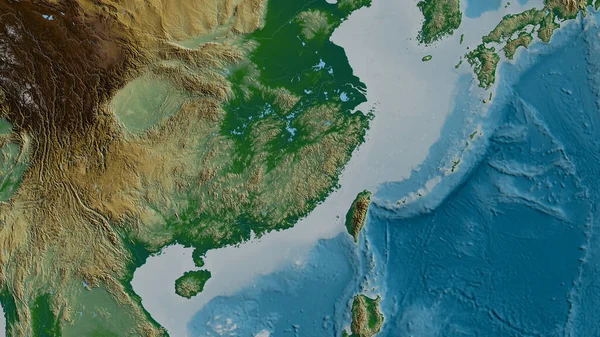 Mappa Fisica Dell Area Intorno Alla Placca Tettonica Dello Yangtze — Foto Stock