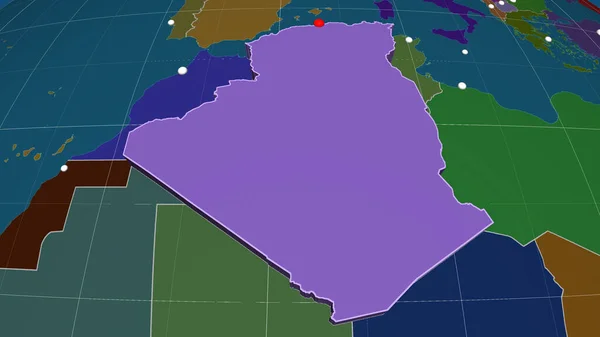 Argélia Extrudiu Mapa Ortográfico Administrativo Capital Fronteiras Administrativas Gratificação — Fotografia de Stock
