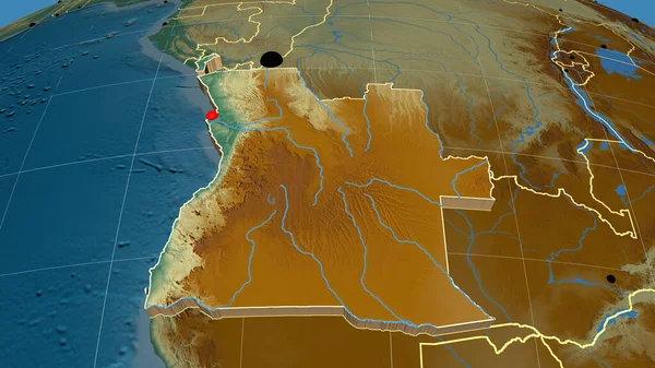 Angola Wytłaczana Płaskiej Mapie Ortograficznej Kapitał Granice Administracyjne Zaspokojenie Potrzeb — Zdjęcie stockowe