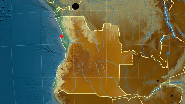 Angola Outlined Relief Orthographic Map Capital Administrative Borders Graticule — Stock Photo, Image