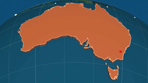 Australia Ekstrudowana Administracyjnej Mapie Ortograficznej Kapitał Granice Administracyjne Zaspokojenie Potrzeb — Zdjęcie stockowe