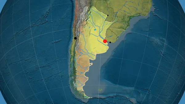 Argentina Delineou Mapa Topográfico Ortográfico Capital Fronteiras Administrativas Gratificação — Fotografia de Stock