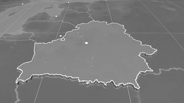 Białoruś Wytłaczana Szarej Mapie Ortograficznej Kapitał Granice Administracyjne Zaspokojenie Potrzeb — Zdjęcie stockowe
