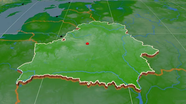 Bielorrússia Extrudiu Mapa Físico Ortográfico Capital Fronteiras Administrativas Gratificação — Fotografia de Stock