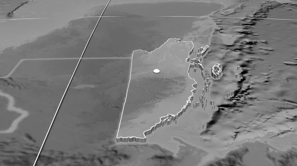 Belice Extruido Mapa Ortográfico Escala Grises Capital Fronteras Administrativas Graticule — Foto de Stock
