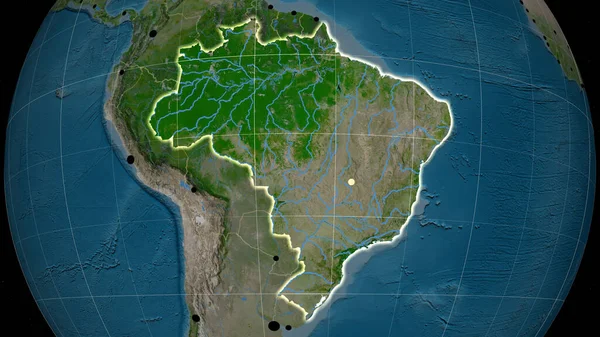 Brazília Körvonalazódott Műholdas Ortográfiai Térképen Tőke Közigazgatási Határok Térítésmentesen — Stock Fotó
