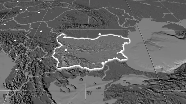ブルガリアは2次元の正書法地図上で押出した 行政上の国境及び重商 — ストック写真