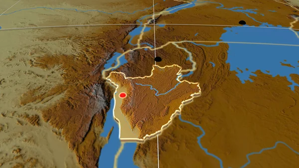 Μπουρούντι Εξωθείται Στον Ανάγλυφο Ορθογραφικό Χάρτη Κεφάλαιο Διοικητικά Σύνορα Και — Φωτογραφία Αρχείου